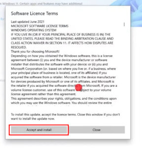 upgrade update windows 11 - software license terms