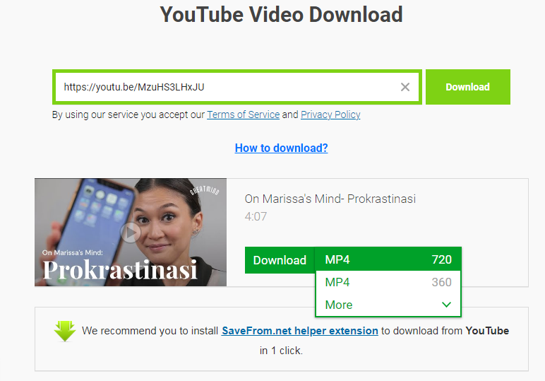 cara download video youtube dengan savefromnet