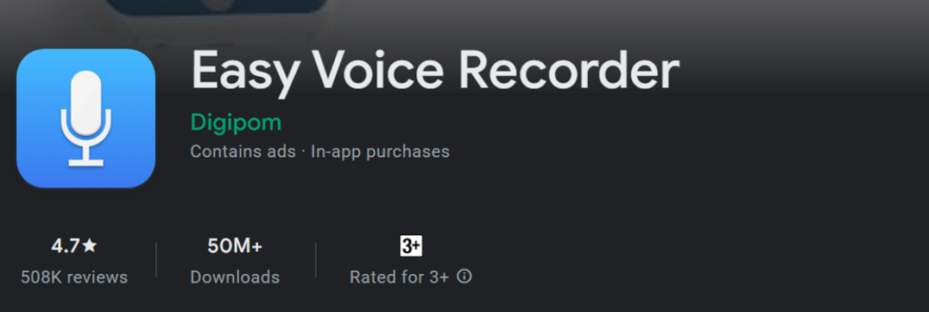 aplikasi perekam suara - easy voice recorder