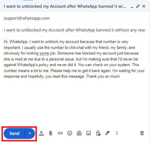 cara kirim email untuk mengatasi nomor diblokir pihak whatsapp