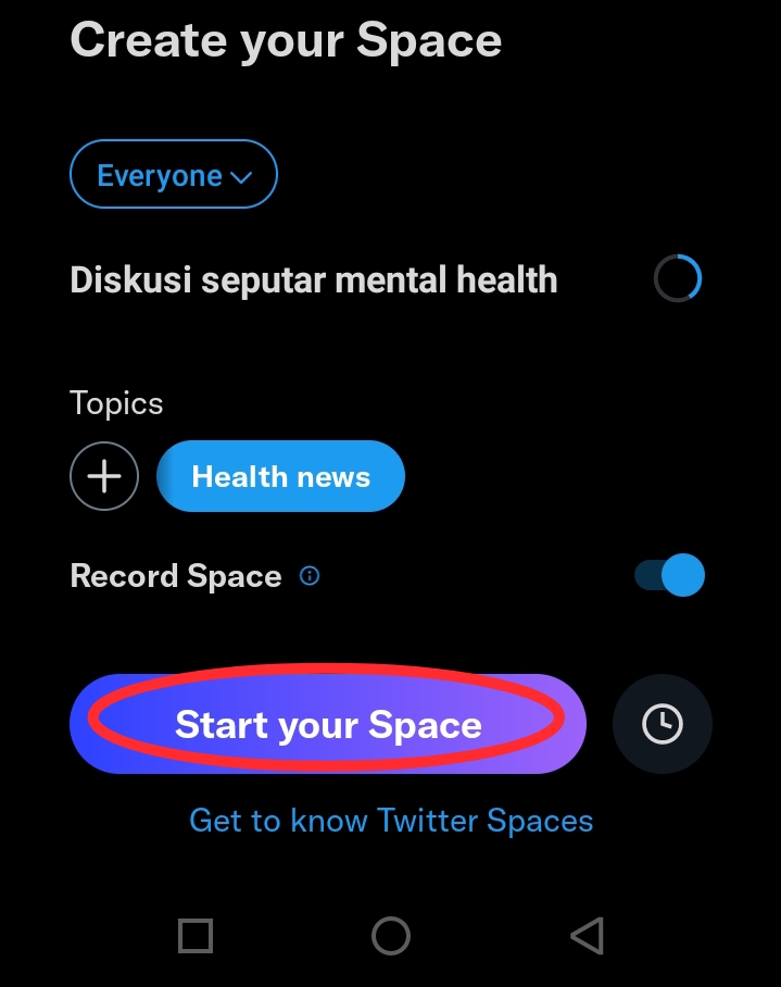 cara agar bisa space di twitter