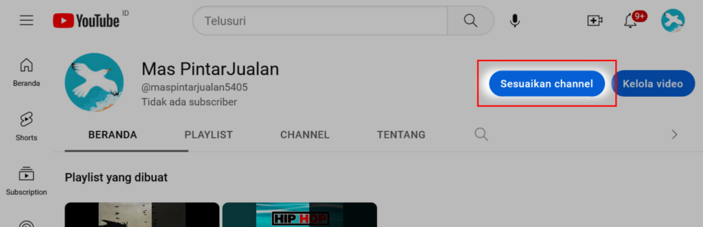 cara mengganti nama channel youtube di pc - sesuaikan channel