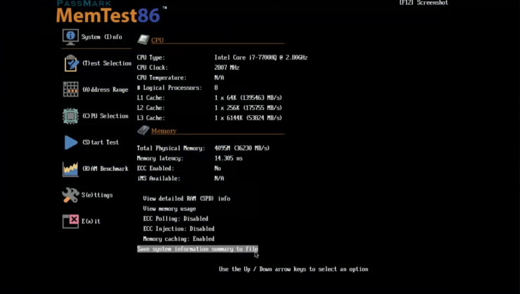 software cek kondisi RAM - menu uji test passmark MemTest86