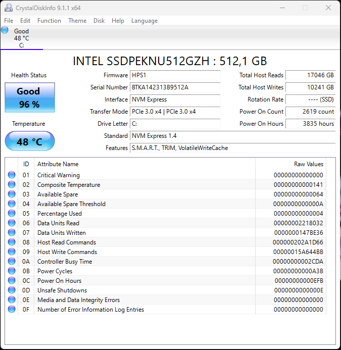 Cara Cek SSD Laptop - crystal disk info