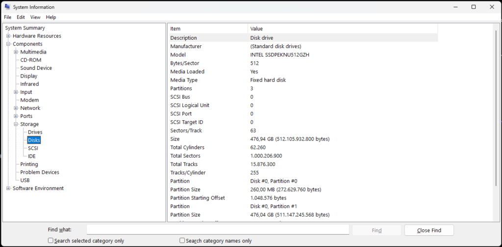 Cara Cek SSD Laptop - device manager - system information storage disk
