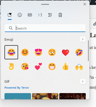 Cara Memunculkan Emoji di Laptop Windows - emoji panel