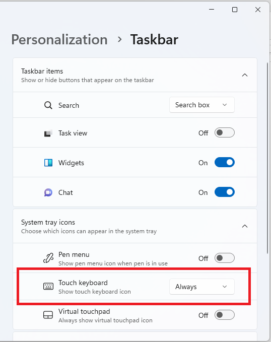 Cara Memunculkan Emoji di Laptop Windows - setting touch keyboard