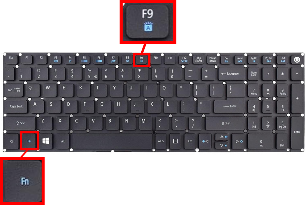 Cara Menghidupkan Lampu Keyboard laptop Acer - fn f9 keyboard