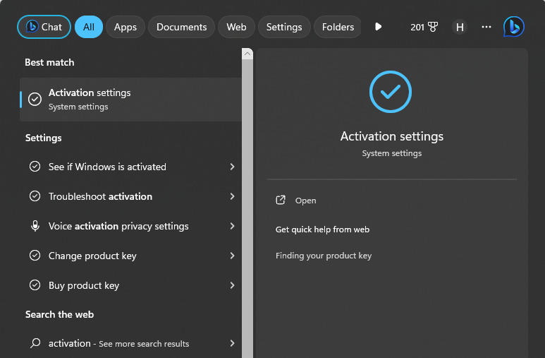lisensi windows - activation settings