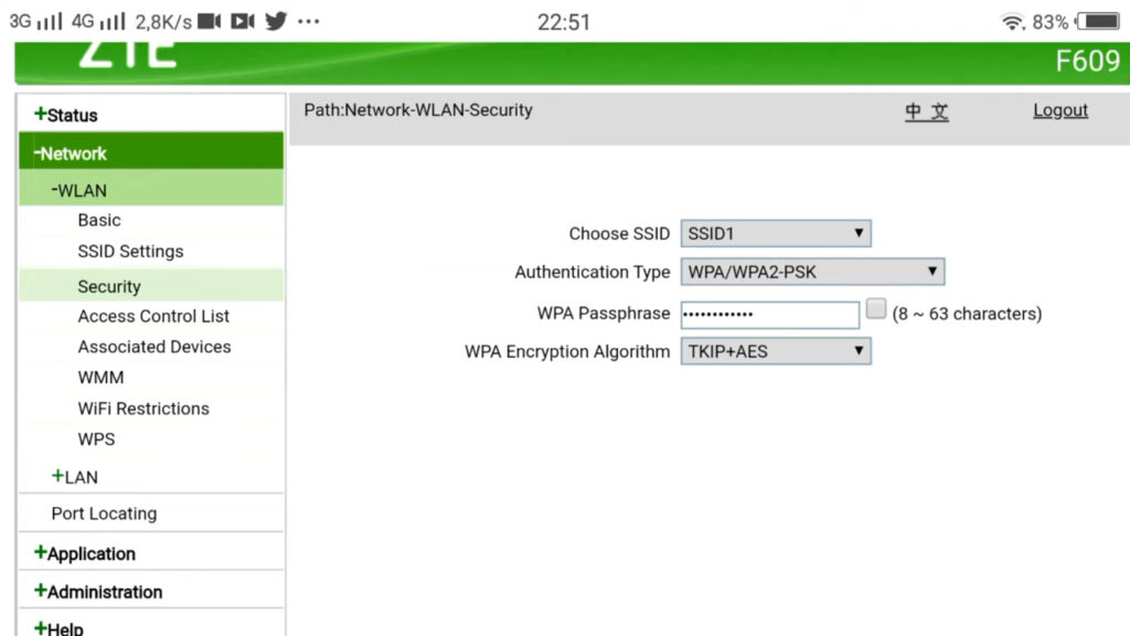 Cara Merubah atau Mengganti Password Wifi ~ ZTE-F609 (3)